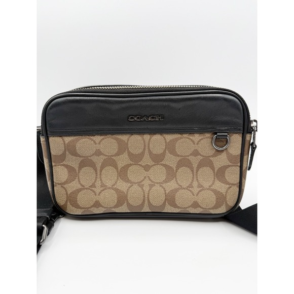 Coach Graham Unisex Canvas Leather Crossbody Adj Shoulder Strap Zip C4149 Logo - Picture 2 of 7